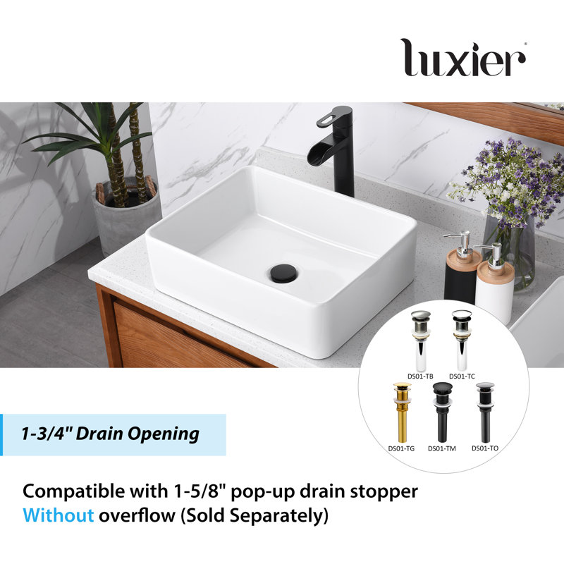Luxier 19" Rectangular Ceramic Bathroom Vessel Sink & Reviews Wayfair